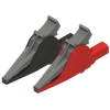 Set 2 safety alligatorclips, big, red/black