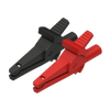 Set 2 safety alligator clips, small, red/black