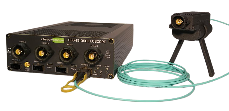 Cleverscope with additional 'remote digitizer', offering an additional optically isolated BNC channel.